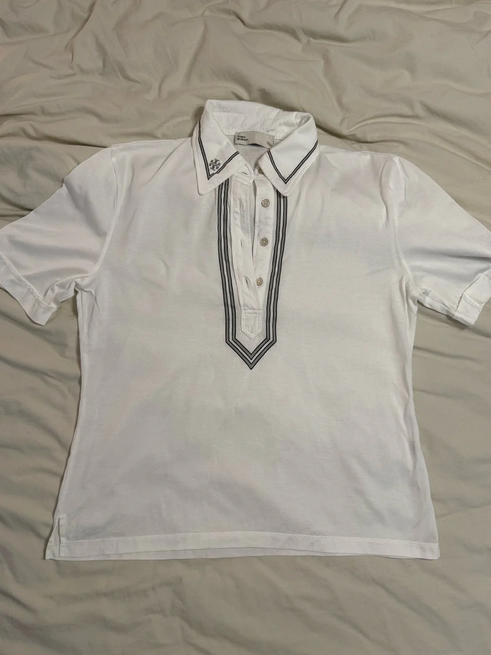 Tory Burch Mercerized Cotton Retro Polo
